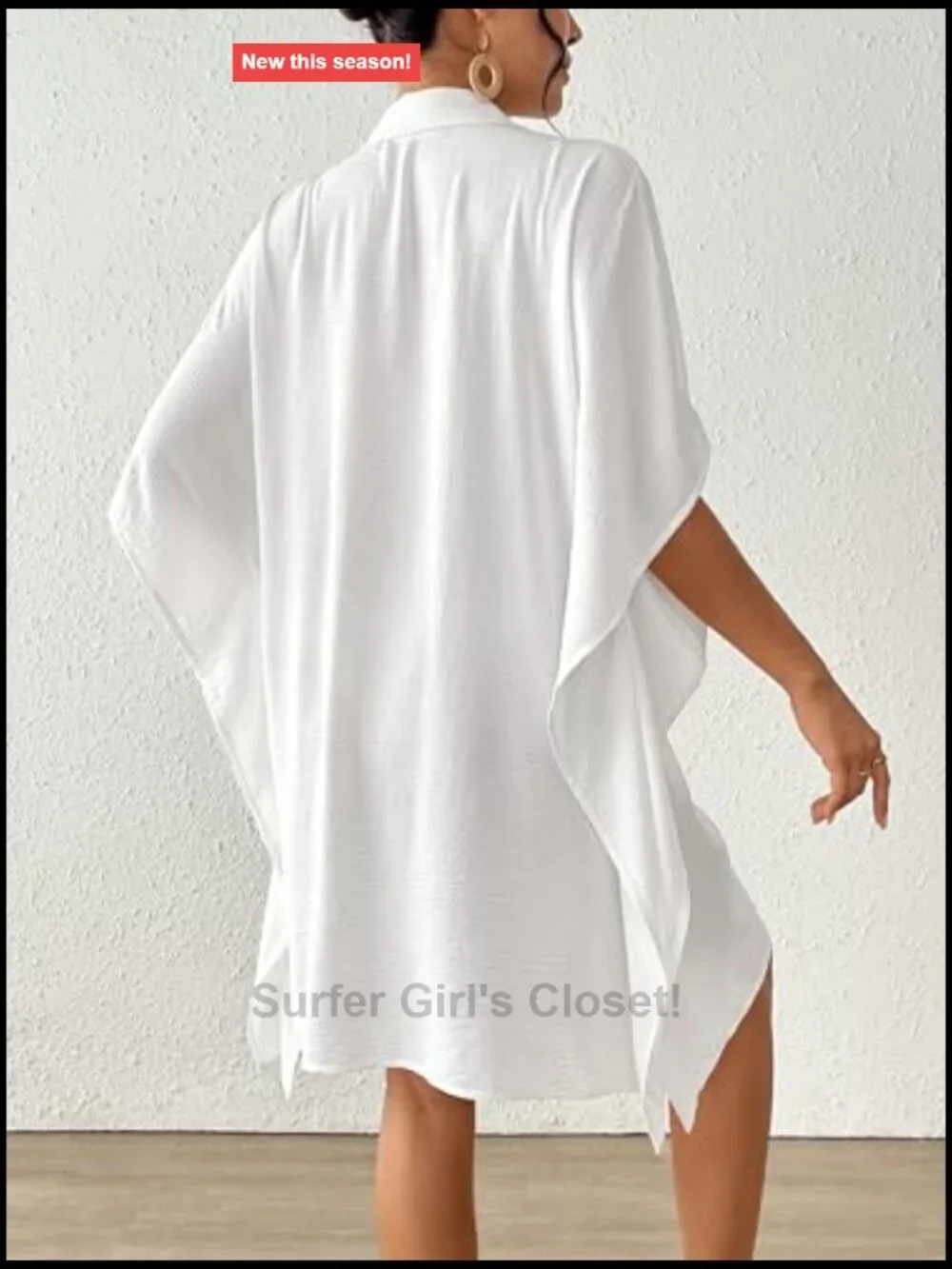 Women's Swimsuit Coverup Button Down Beach Dress - Loose Fit